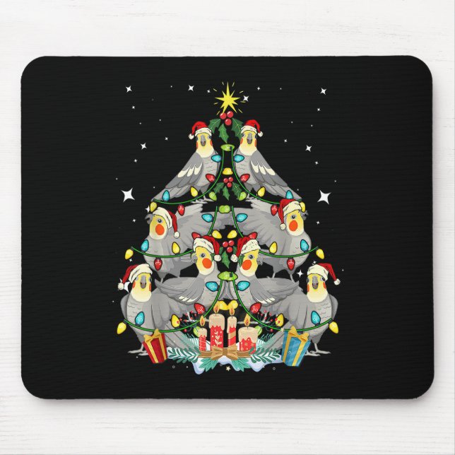 Cockatiel Weihnachtsbaum Xmas Mama Vater Bird Mousepad (Vorne)
