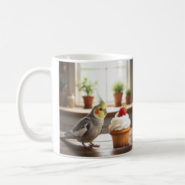 Cockatiel with a strawberry Cupcake Pet Bird Lover Kaffeetasse (Links)