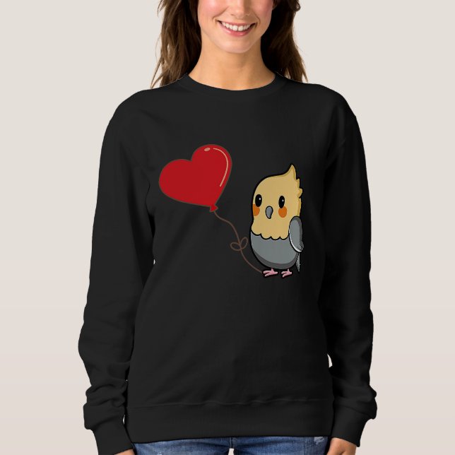 Cockatiel With Heart Balloon Valentines Day Love B Sweatshirt (Vorderseite)