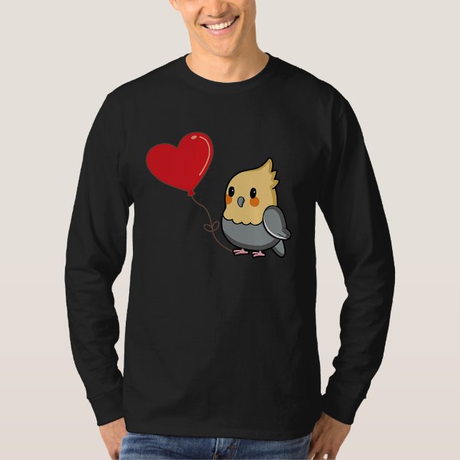 Cockatiel With Heart Balloon Valentines Day Love B T-Shirt (Vorderseite)