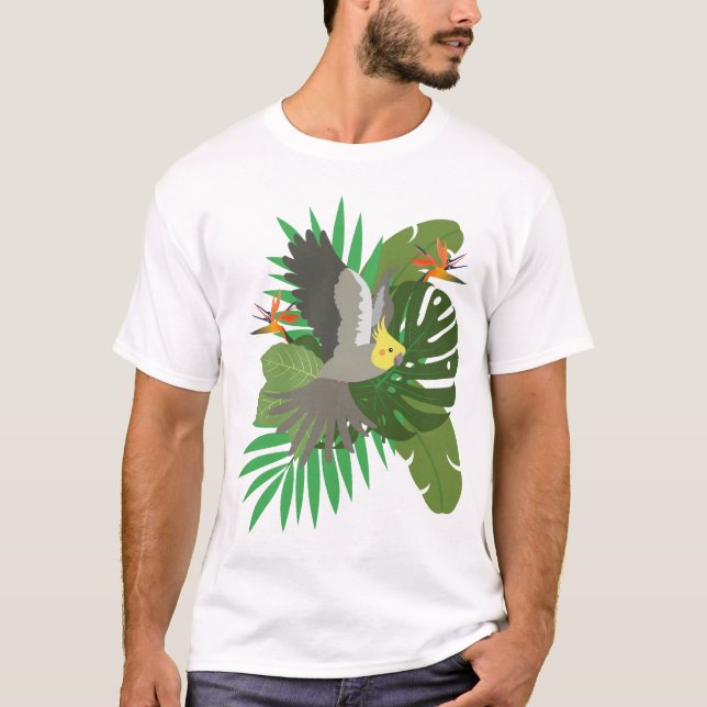 Cockatiel with leaves T-Shirt (Vorderseite)