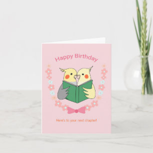 Cockatiels lesen ein Buch Niedlich Geburtstag Karte