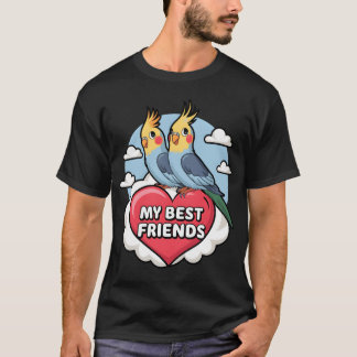 Cockatiels Meine besten Freunde Herzwolken Design  T-Shirt