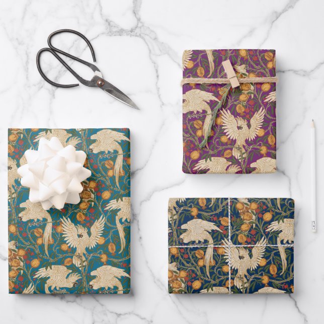 Cockatoo and Pomegranate by Walter Crane Dark Geschenkpapier Set (Vorderseite)