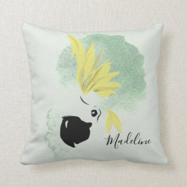 Cockatoo Bird Yellow and Green Watercolor Persönli Kissen
