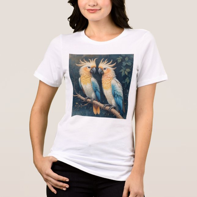 Cockatoo Parrot Couple Tri-Blend Shirt (Vorderseite)