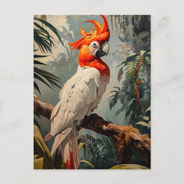 Cockatoo Portrait Vintag Postkarte (Vorderseite)