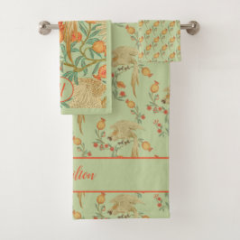 Cockatoo und Granatapfel Orange und Grün Badhandtuch Set