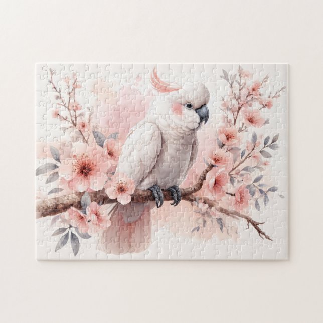 Cockatoo und rosa Blume Puzzle (Horizontal)