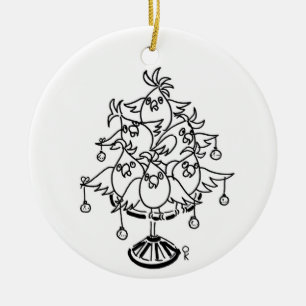 Cockatoo-Weihnachtsbaum auf Single-Seite Keramik Ornament