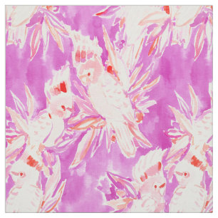 COCKATUDE rosa Cockatoo-Aquarell-Muster Stoff