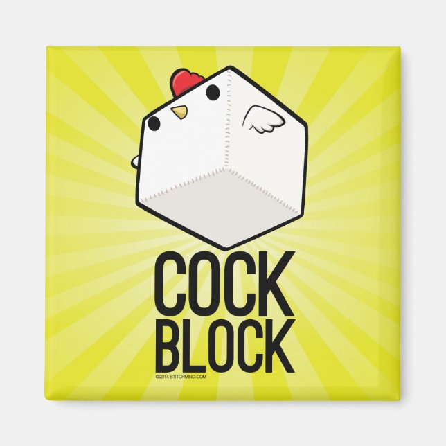 Cockblockwith-Text-Magnet niedliches Würfel-Huhn Magnet (Vorne)