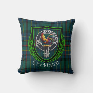 Cockburn schottischer Clan-Tartan und Wappen Kissen