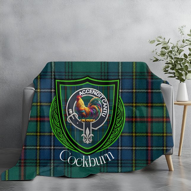 Cockburn Scottish Clan Tartan Crest Fleecedecke (Von Creator hochgeladen)