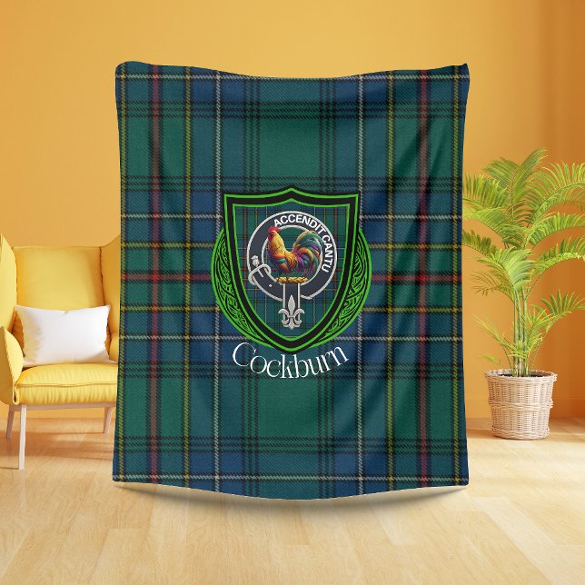 Cockburn Scottish Clan Tartan Crest Fleecedecke (Von Creator hochgeladen)