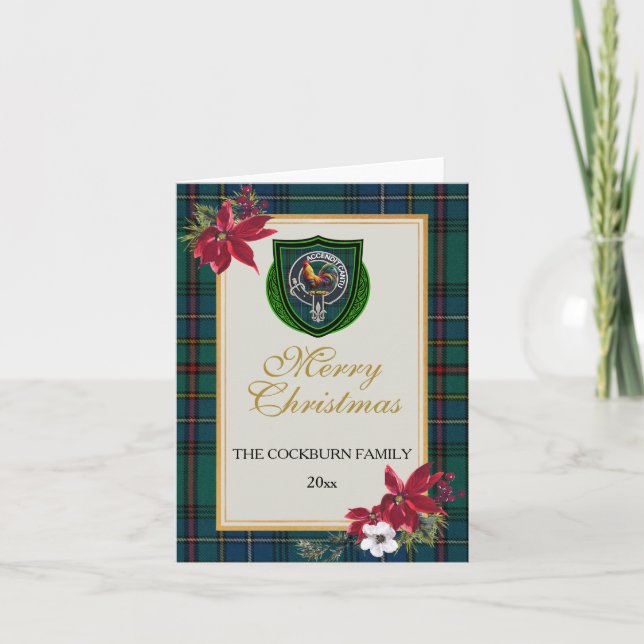 Cockburn Scottish Clan Tartan & Crest Karte (Vorderseite)