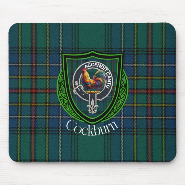 Cockburn Scottish Clan Tartan & Crest Mousepad (Vorne)