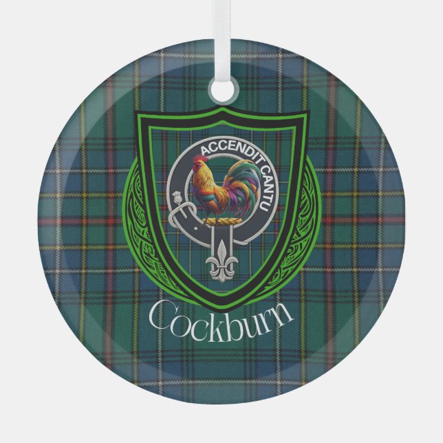 Cockburn Scottish Clan Tartan & Crest Ornament Aus Glas (Vorderseite)
