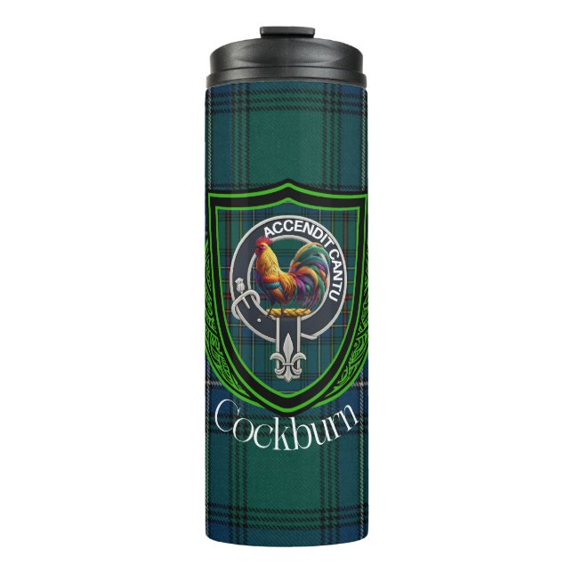 Cockburn Scottish Clan Tartan & Crest Thermosbecher (Vorderseite)
