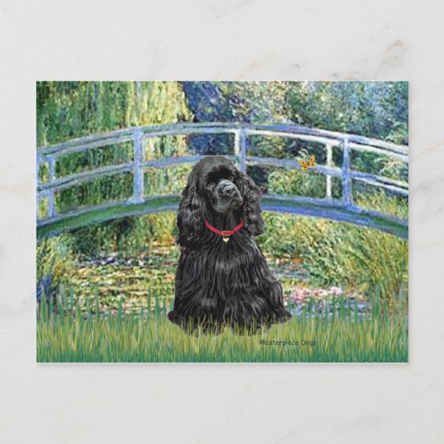 Cocker (schwarz) - Brücke Postkarte (Vorderseite)