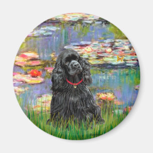 Cocker (schwarz) - Lilien 2 Magnet