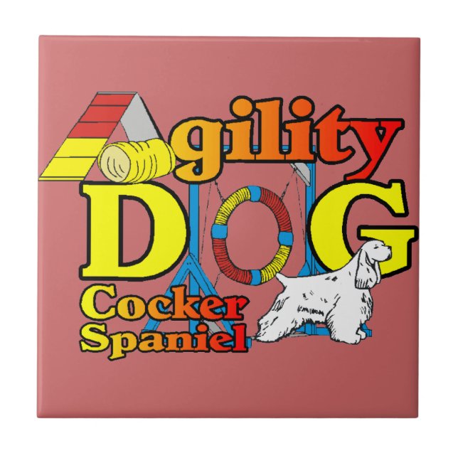 Cocker Spanel Agility Fliese (Vorderseite)