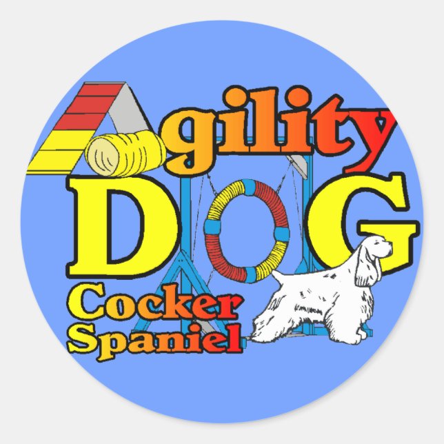Cocker Spanel Agility Geschenke Runder Aufkleber (Vorderseite)