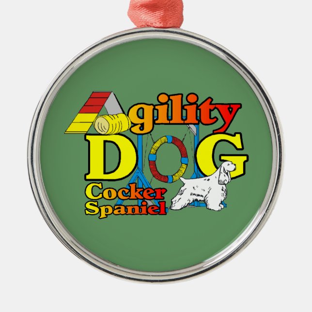 Cocker Spanel Agility Ornament Aus Metall (Vorne)