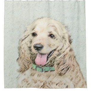 Cocker Spanel Buff Painting - Original Dog Art Duschvorhang