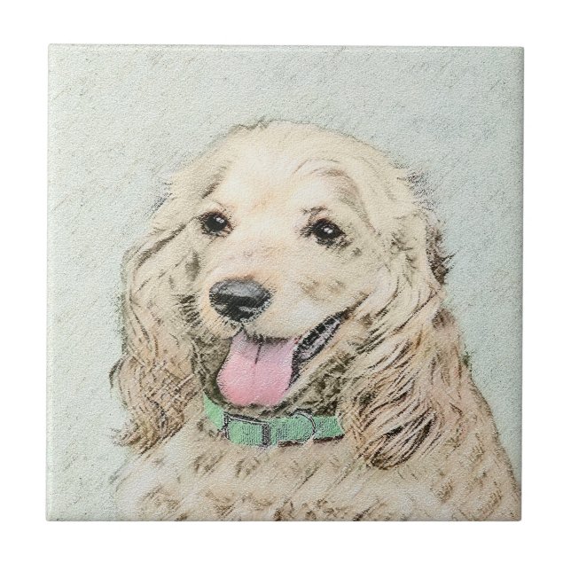 Cocker Spanel Buff Painting - Original Dog Art Fliese (Vorderseite)