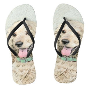 Cocker Spanel Buff Painting - Original Dog Art Flip Flops