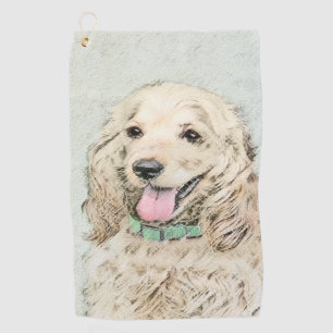 Cocker Spanel Buff Painting - Original Dog Art Golfhandtuch