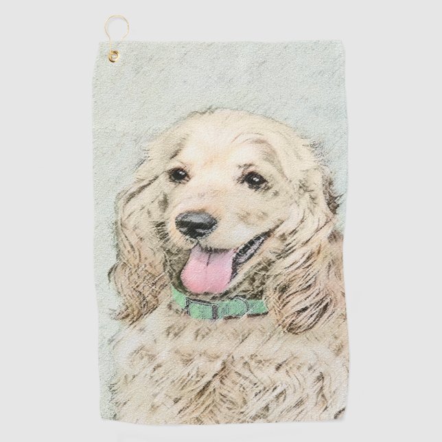 Cocker Spanel Buff Painting - Original Dog Art Golfhandtuch (Vorderseite)
