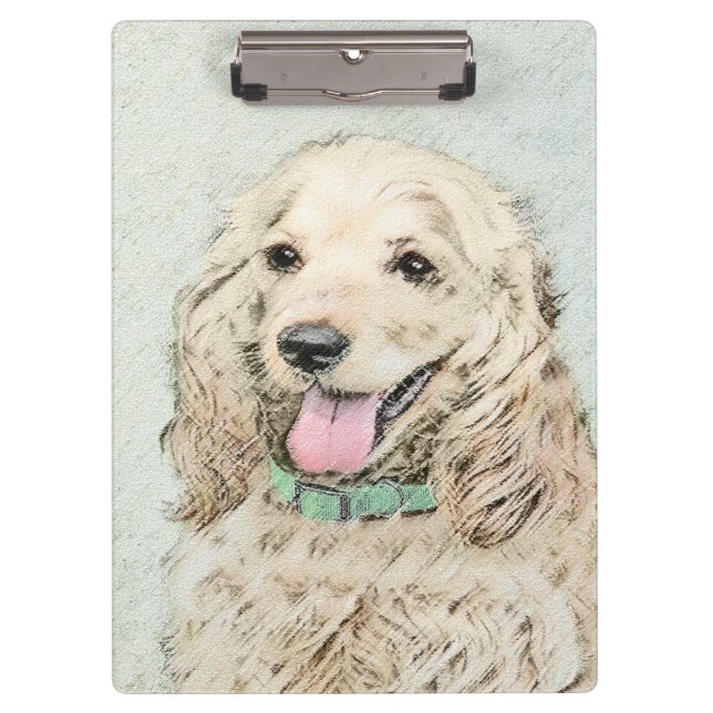 Cocker Spanel Buff Painting - Original Dog Art Klemmbrett (Vorderseite)