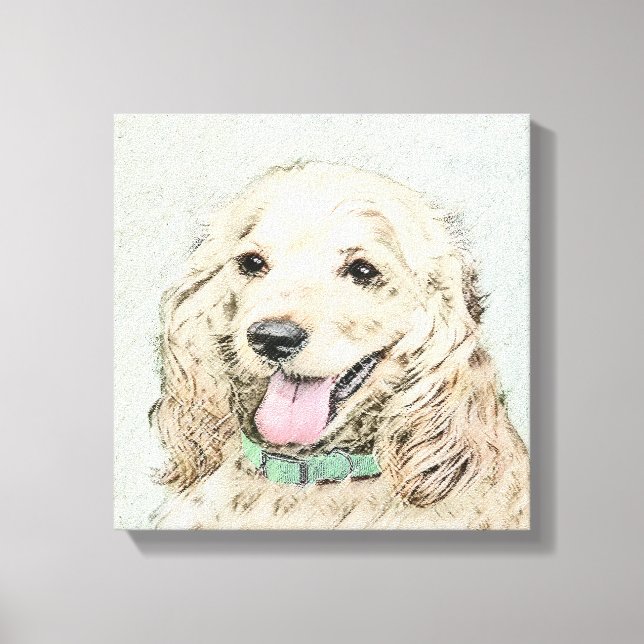 Cocker Spanel Buff Painting - Original Dog Art Leinwanddruck (Vorderseite)