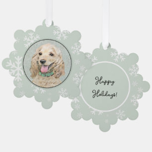Cocker Spanel Buff Painting - Original Dog Art Ornament Karte
