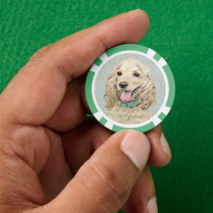 Cocker Spanel Buff Painting - Original Dog Art Pokerchips