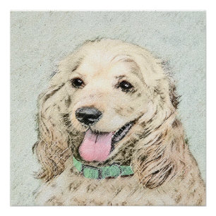 Cocker Spanel Buff Painting - Original Dog Art Poster