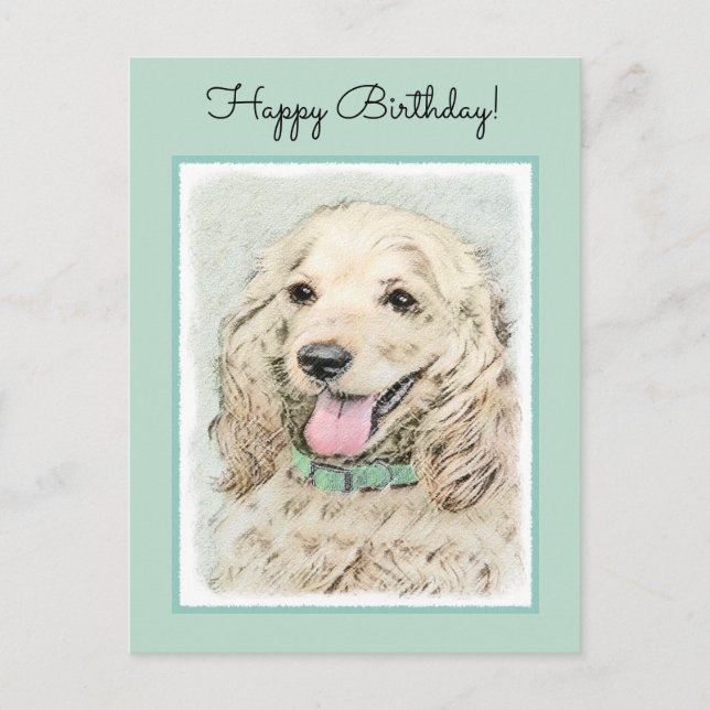 Cocker Spanel Buff Painting - Original Dog Art Postkarte (Vorderseite)