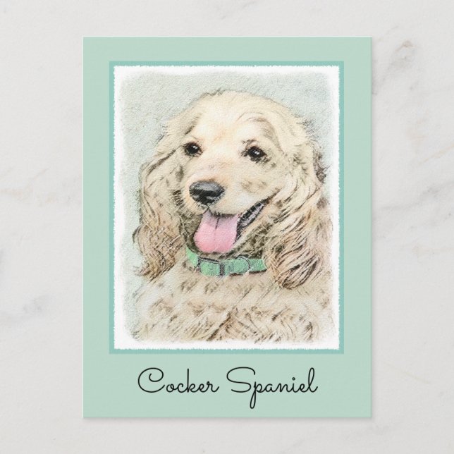 Cocker Spanel Buff Painting - Original Dog Art Postkarte (Vorderseite)