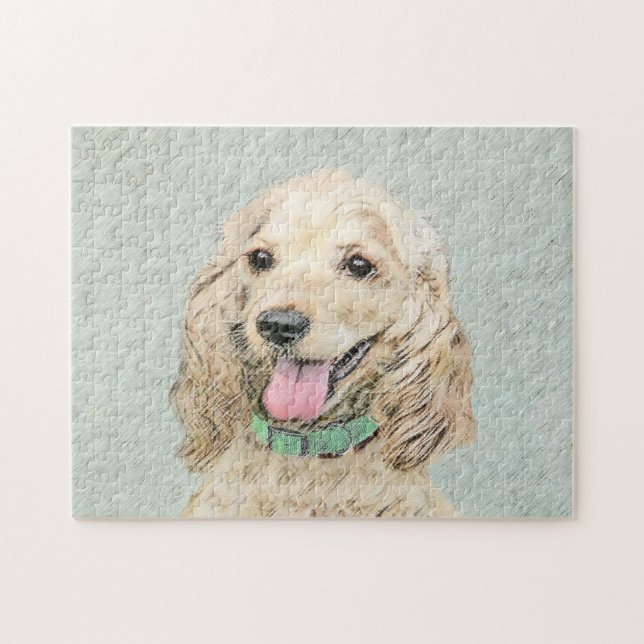 Cocker Spanel Buff Painting - Original Dog Art Puzzle (Horizontal)