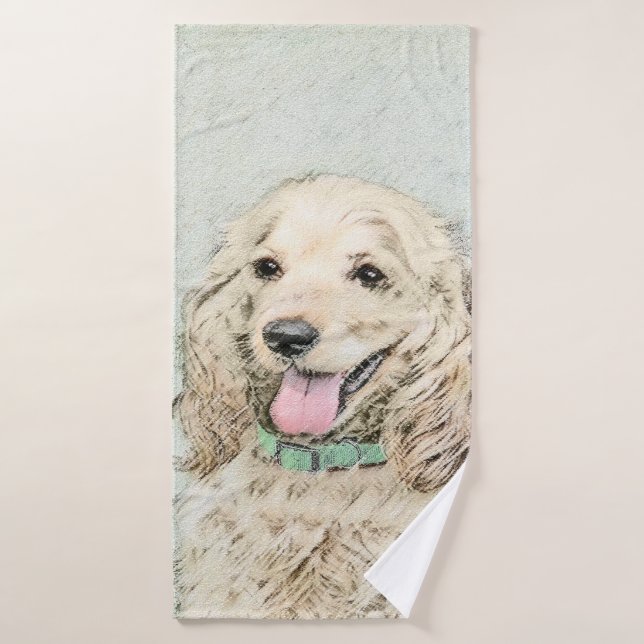 Cocker Spanel Buff Painting - Original Hund Kunst Badhandtuch Set (Badehandtuch)