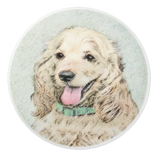 Cocker Spanel Buff Painting - Original Hund Kunst Keramikknauf