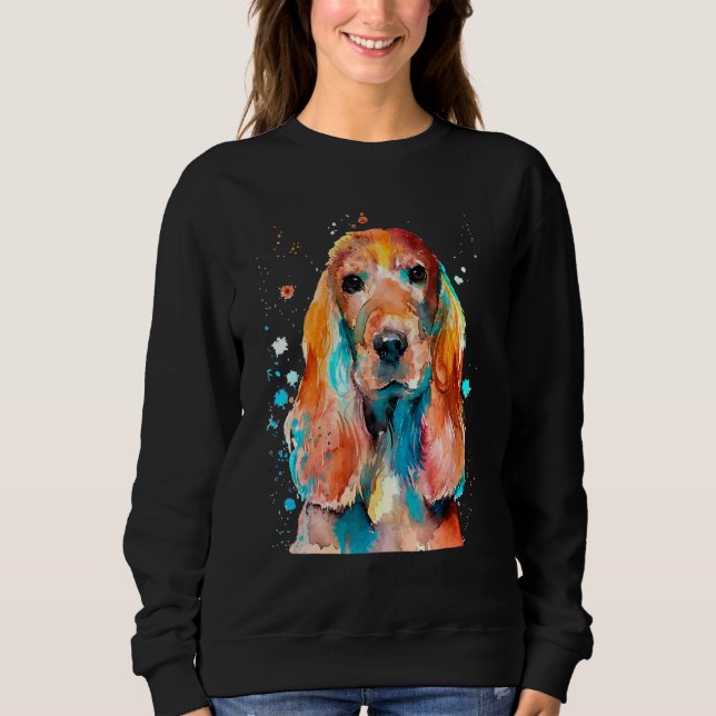 Cocker Spanel Cockerspaniel Watercolor Graphic De Sweatshirt (Vorderseite)