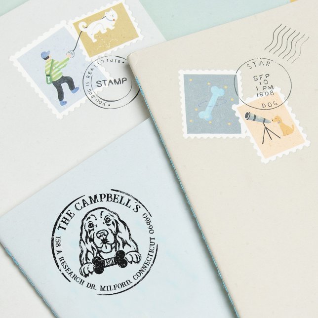 Cocker Spanel Custom Family Rücksendeadresse Gummistempel (Von Creator hochgeladen)