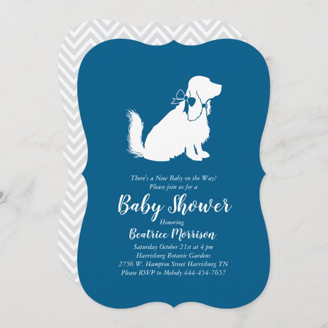 Cocker Spanel Dog Baby Shower Boy Blue Einladung (Vorne/Hinten)