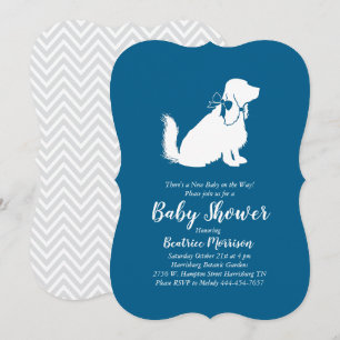 Cocker Spanel Dog Baby Shower Boy Blue Einladung