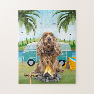 Cocker Spanel Dog Camping Puzzle