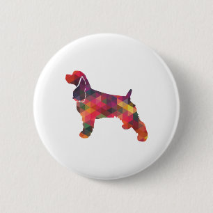 Cocker Spanel Dog Geometric Muster Silhouette Button