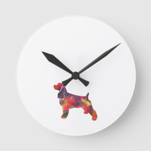 Cocker Spanel Dog Geometric Muster Silhouette Runde Wanduhr